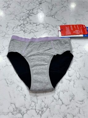 NWT‎ Thinx (BTWN) Teen Gray Organic Cotton Brief Period Underwear Size 11/12